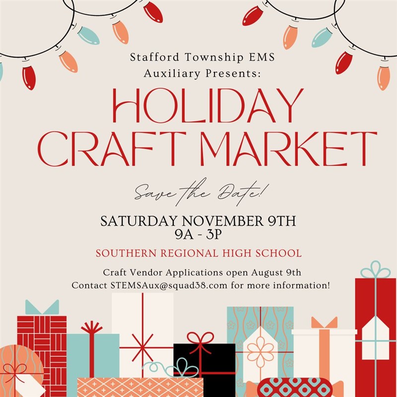 Get Information and buy tickets to 2024 Holiday Craft Market Hosted by Stafford Township EMS Auxiliary on Stafford Township EMS