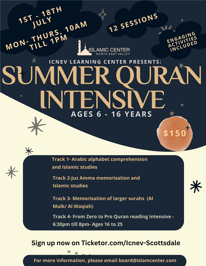 Get Information and buy tickets to Summer Quran Intensive @ ICNEV  on ICNEV Scottsdale