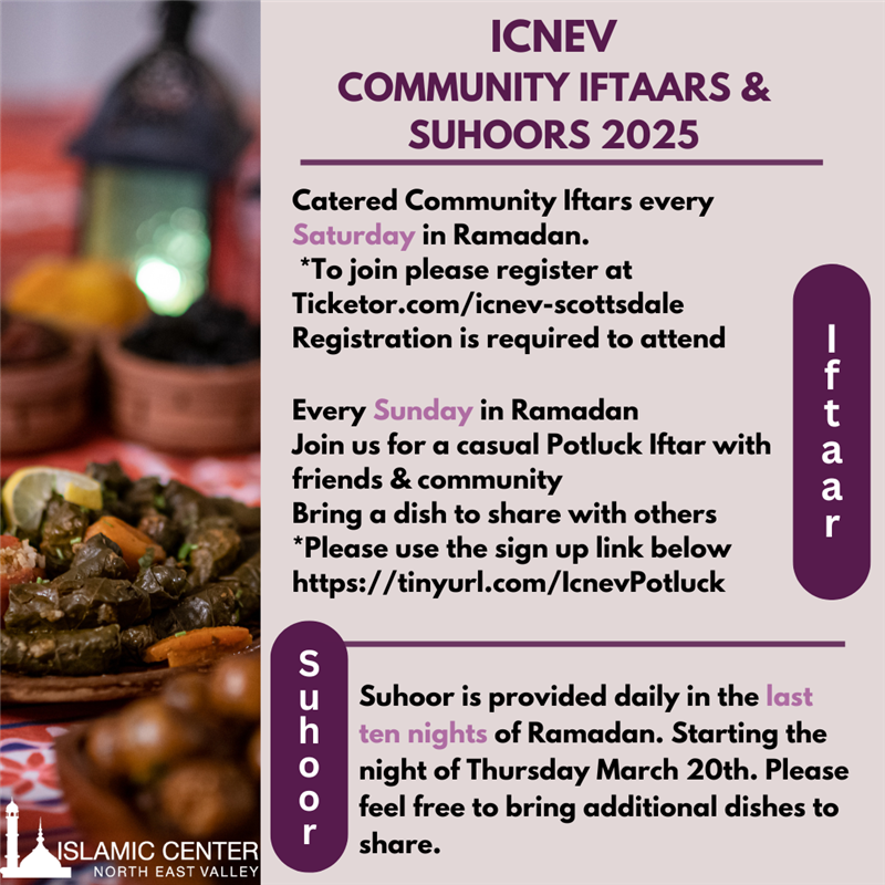 Saturday community sponsored Iftars @ ICNEV