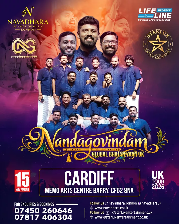Get Information and buy tickets to Nandagovindam Global Bhajan Yaan Starlux Entertainments Cardiff on Navadhara School Of Music