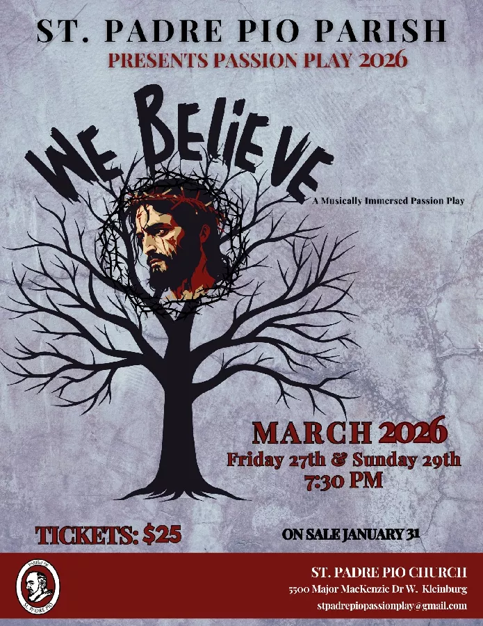 Get Information and buy tickets to We Believe: A Musically Immersed Passion Play Friday, March 27, 2026 on St Padre Pio Church