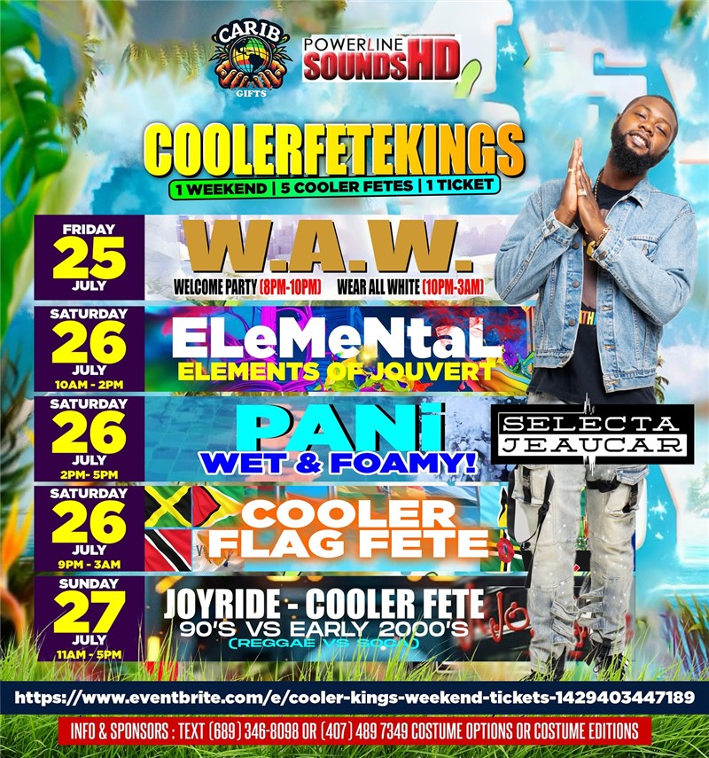 Get Information and buy tickets to COOLER FETE WEEKEND - EVENT I Welcome Party & W.A.W (Wear All White) on Powerline Sounds HD