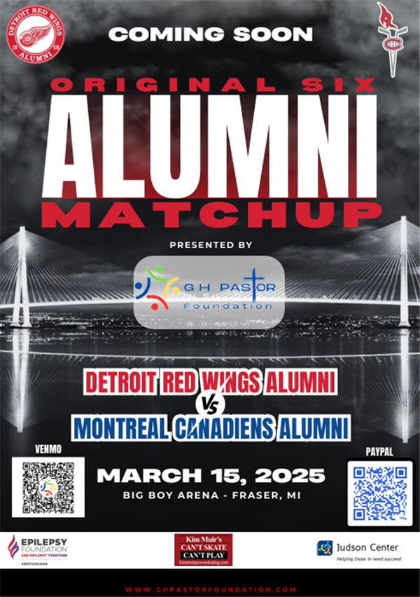 Get Information and buy tickets to The GH Pastor Foundation Alumni Series Detroit Red Wings Alumni vs Montreal Canadiens Alumni on GH Pastor Foundation for Kids