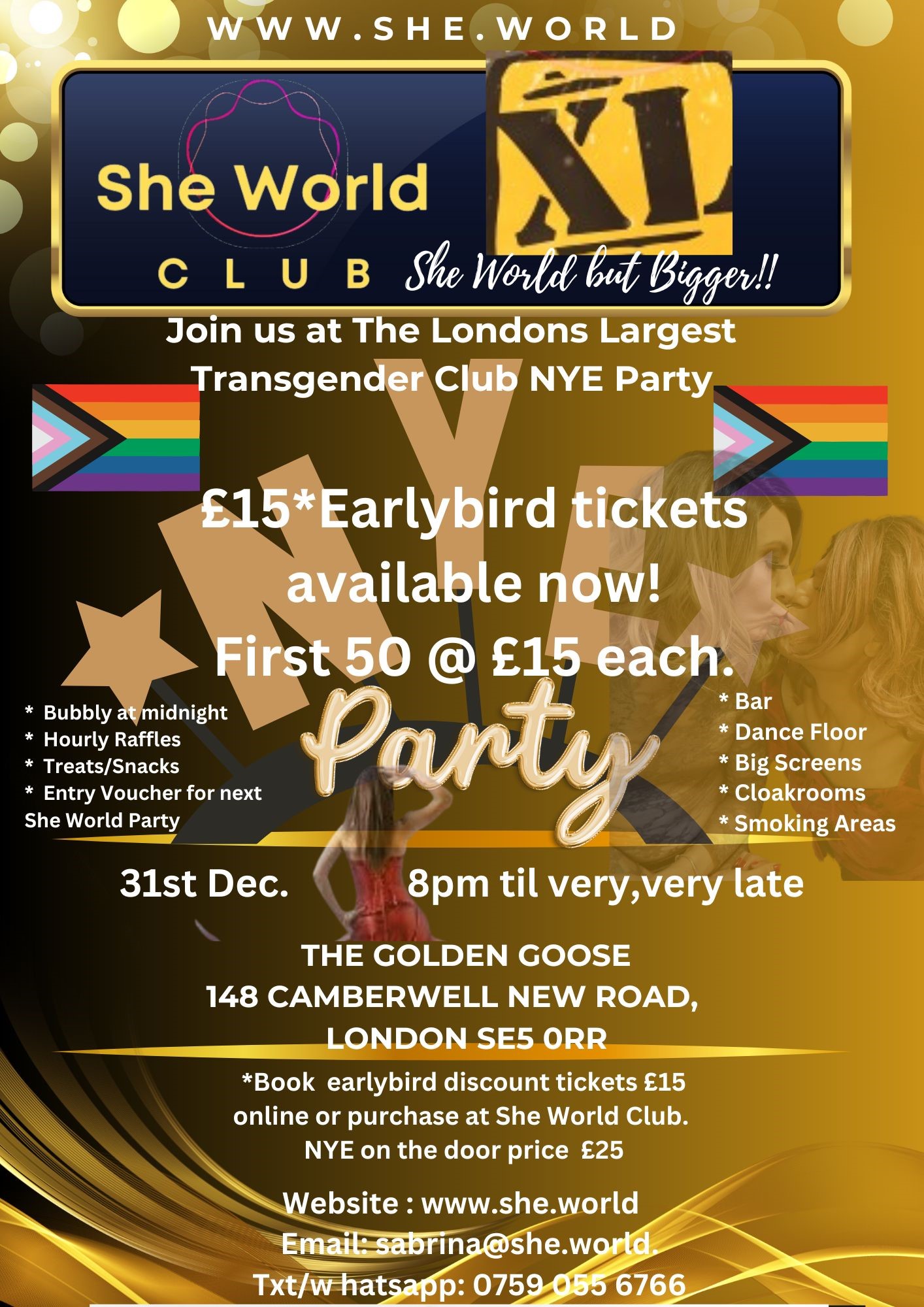 Get information & buy tickets to She World New Year's Eve Party  on Dec 31, 20:00 @The Golden Goose Theatre | She World