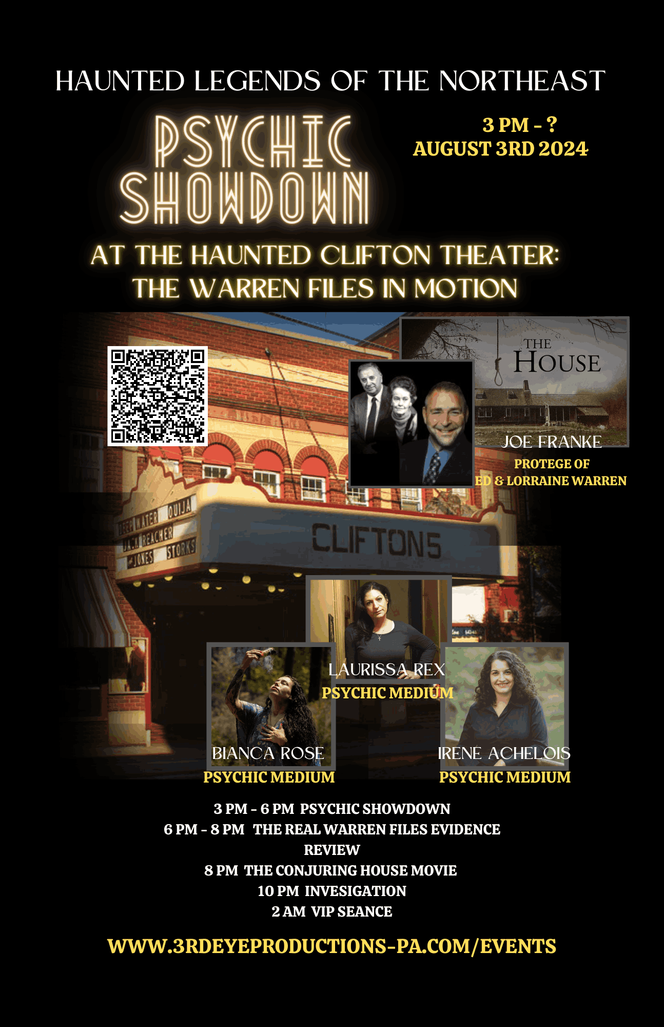 Haunted Legends of the Northeast: Psychic Showdown at the Clifton Theater  on Aug 03, 17:00@The Haunted Clifton Theater - Buy tickets and Get information on Third Eye Event Productions, L 
