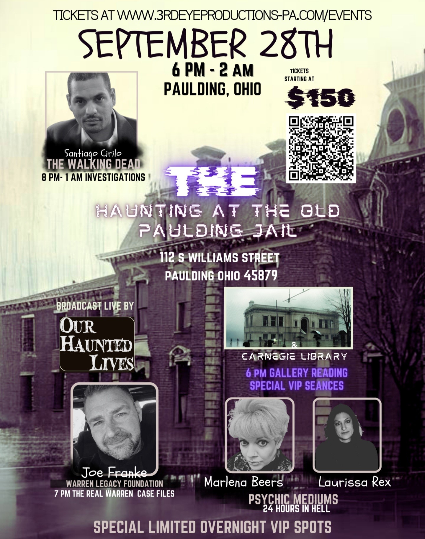 Haunted Legends of the Midwest: The Old Paulding Jail & Carnegie Library  on Sep 28, 18:00@The Old Paulding Jail - Buy tickets and Get information on Third Eye Event Productions, L 