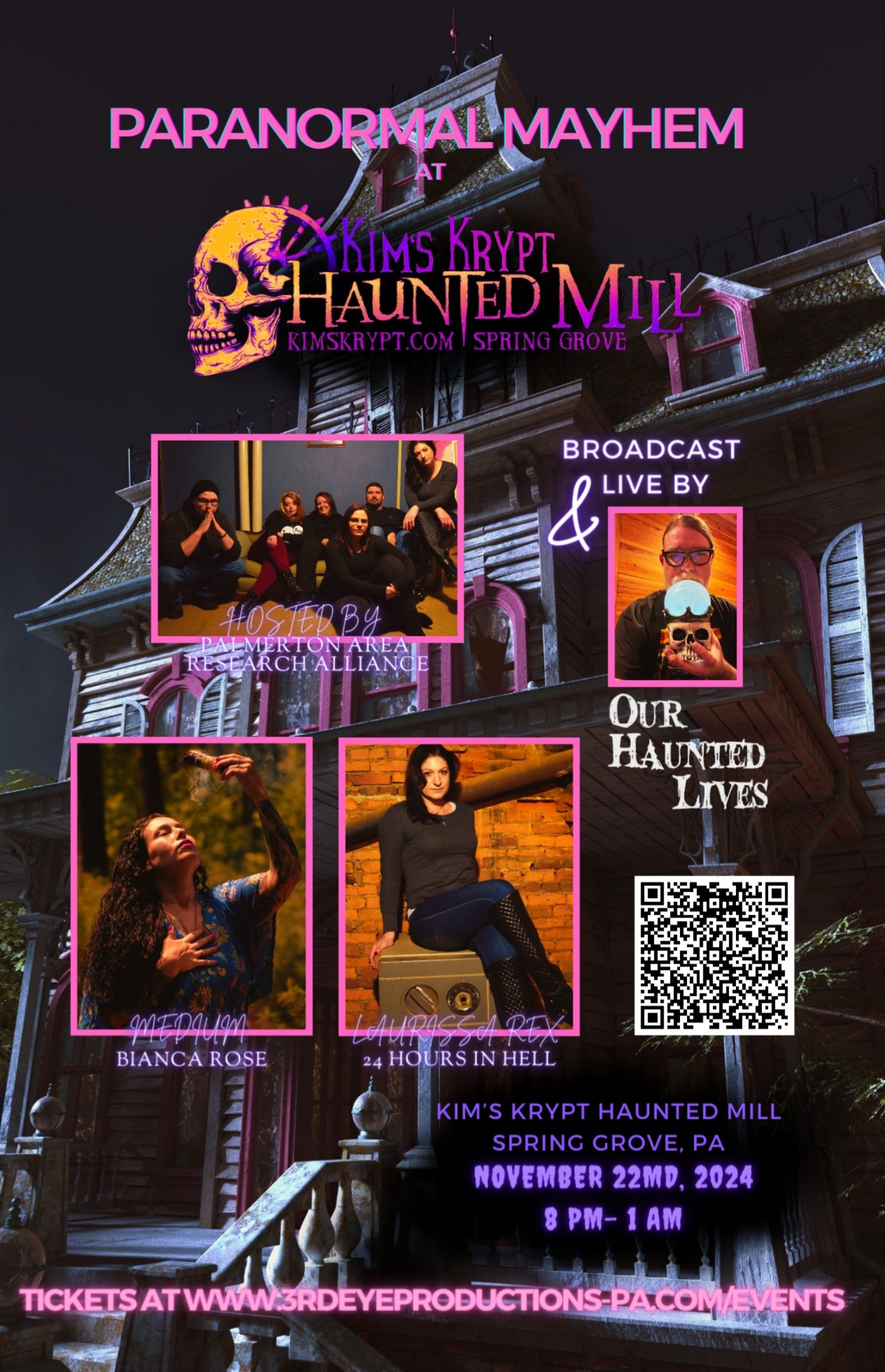 HAUNTED LEGENDS OF NEW ENGLAND: PARANORMAL MAYHEM AT MENGES MILL  on Nov 22, 20:00@Kim's Krypt Haunted Mill - Buy tickets and Get information on Third Eye Event Productions, L 