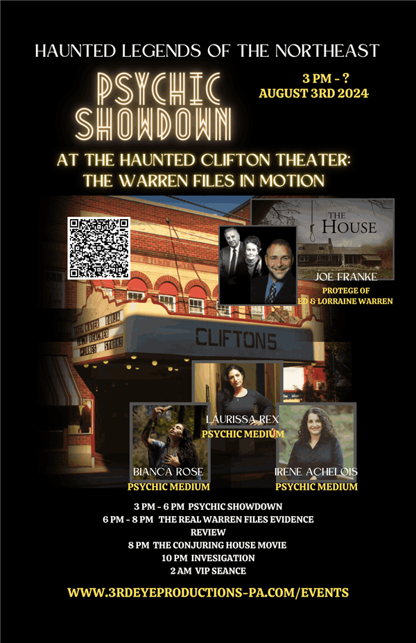 Get Information and buy tickets to Haunted Legends of the Northeast: Psychic Showdown at the Clifton Theater  on Xtreme Ticketing