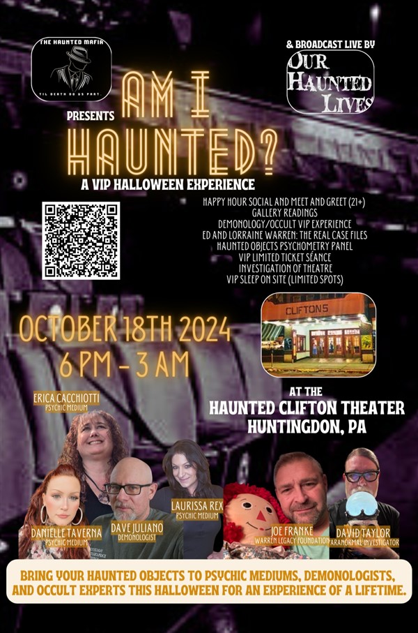 Get Information and buy tickets to Am I Haunted? A VIP Halloween Experience at The Haunted Clifton Theater  on Xtreme Ticketing
