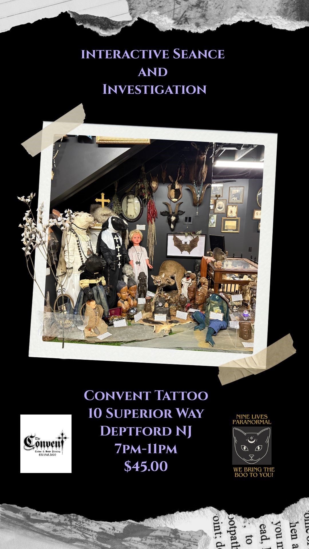 Get information & buy tickets to Convent Tattoo Seance and Investigation on Aug 09, 19:00 @Convent Tattoo | Nine Lives Paranormal