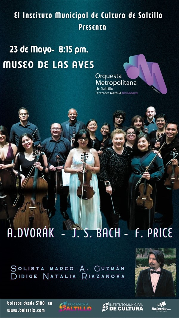 Obtener información y comprar entradas para "CUERDAS SIN LIMITES"  ORQUESTA METROPOLITANA  Concierto de Temporada IV Dirige Natalia Riazanova / Solista Marco Antonio Guzmán. Boletos desde $180 en BOLETRIX.