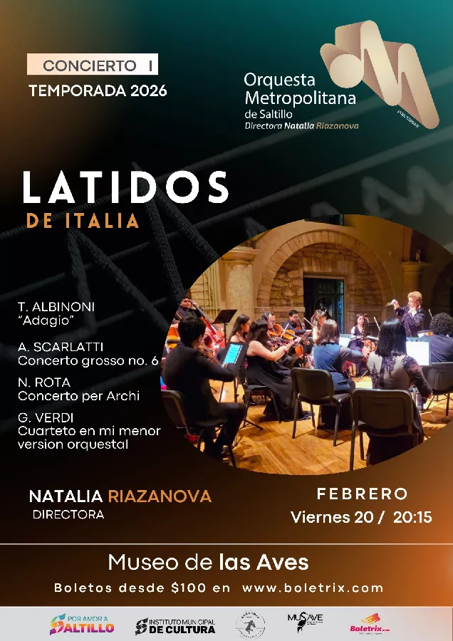 Obtener información y comprar entradas para CONCIERTO I  TEMPORADA 2026 LATIDOS DE ITALIA en BOLETRIX.