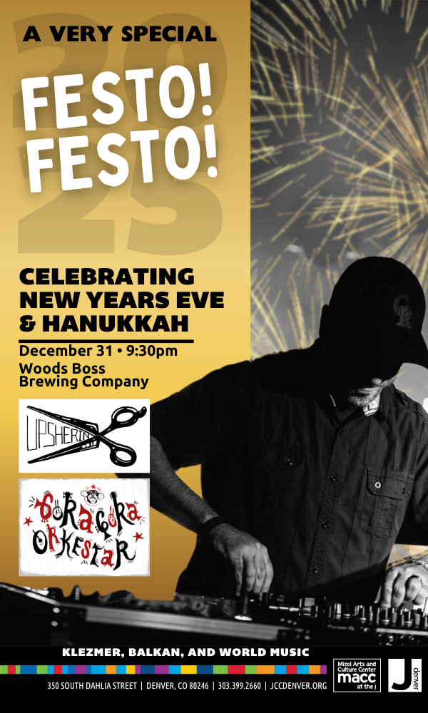 Get Information and buy tickets to Festo! Festo! - NYE+Hanukkah @ Woods Boss Brewery  on Mizel Arts and Culture Center