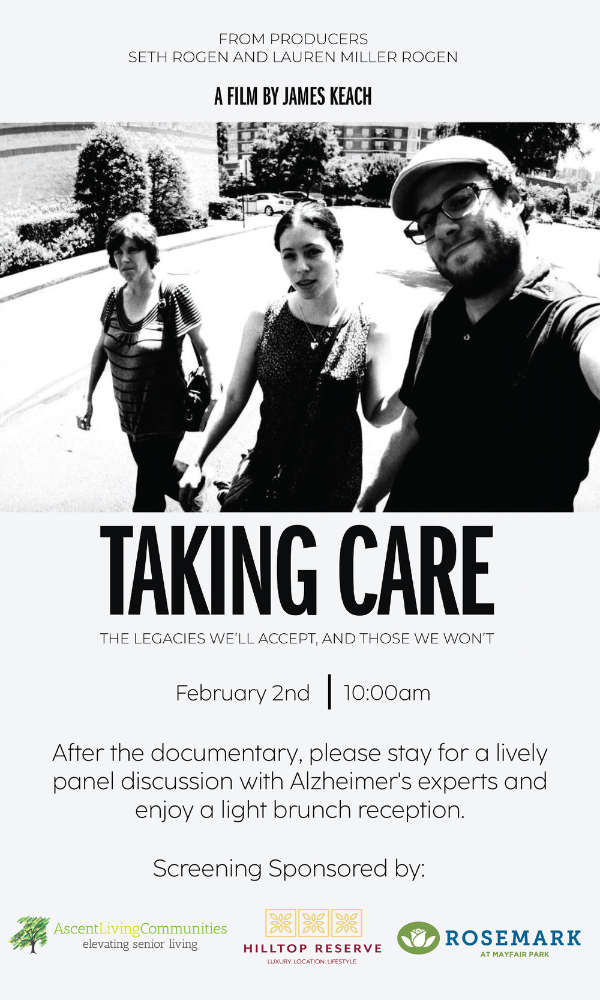 Get Information and buy tickets to Taking Care Sponsored by: Ascent Living Communities, Hilltop Reserve, & Rosemark at Mayfair Park on Mizel Arts and Culture Center