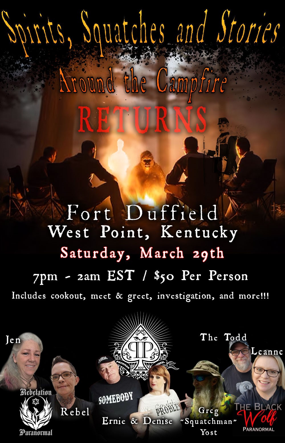 Get information & buy tickets to Spirits, Squatches, and Stories Around the Campfire  on Mar 29, 19:00 @Fort Duffield | Hauntings of Fort Duffield