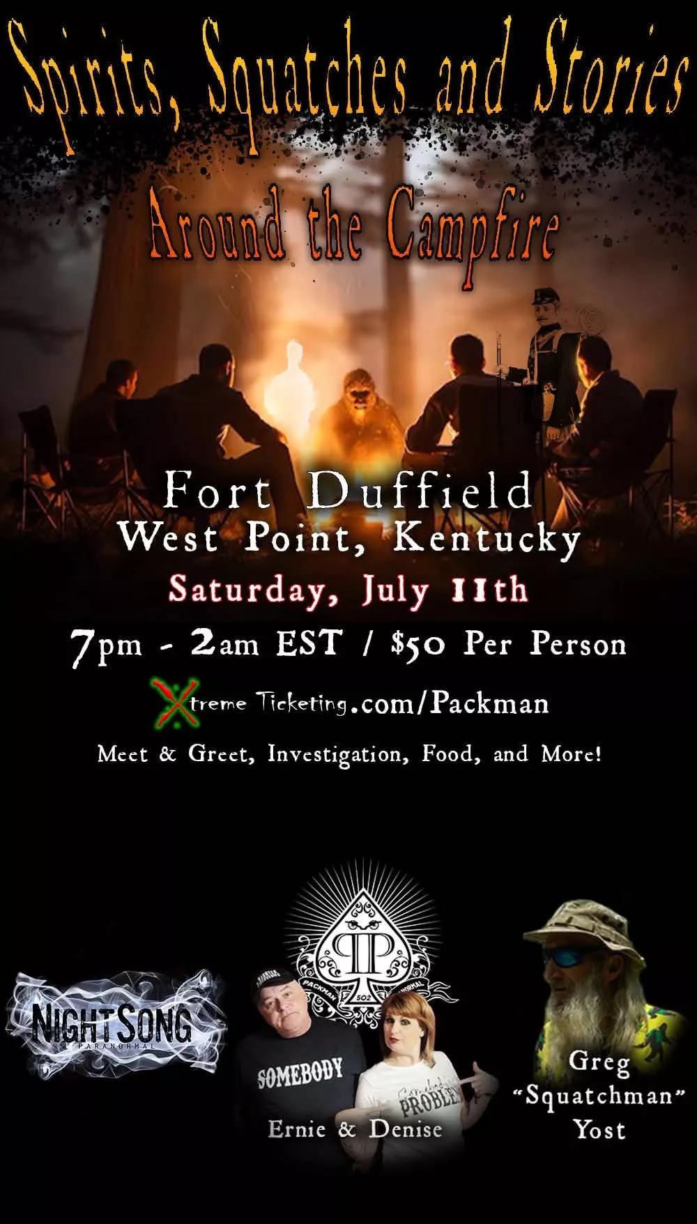 Get information & buy tickets toSpirits, Squatches, and Stories Around the Campfire  on Jul 11, 19:00 @Fort Duffield | Hauntings of Fort Duffield