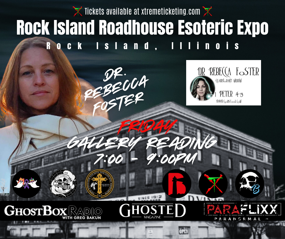 Get information & buy tickets to Gallery Reading with Dr. Rebecca Foster Clairvoyant Medium on Oct 03, 19:00 @Haunted Rock Island Roahouse