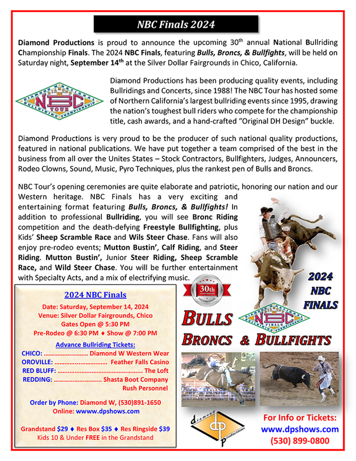 Get Information and buy tickets to NBC Finals - 30th Annual Bulls, Broncs, & Bullfights on ticketrodeo com