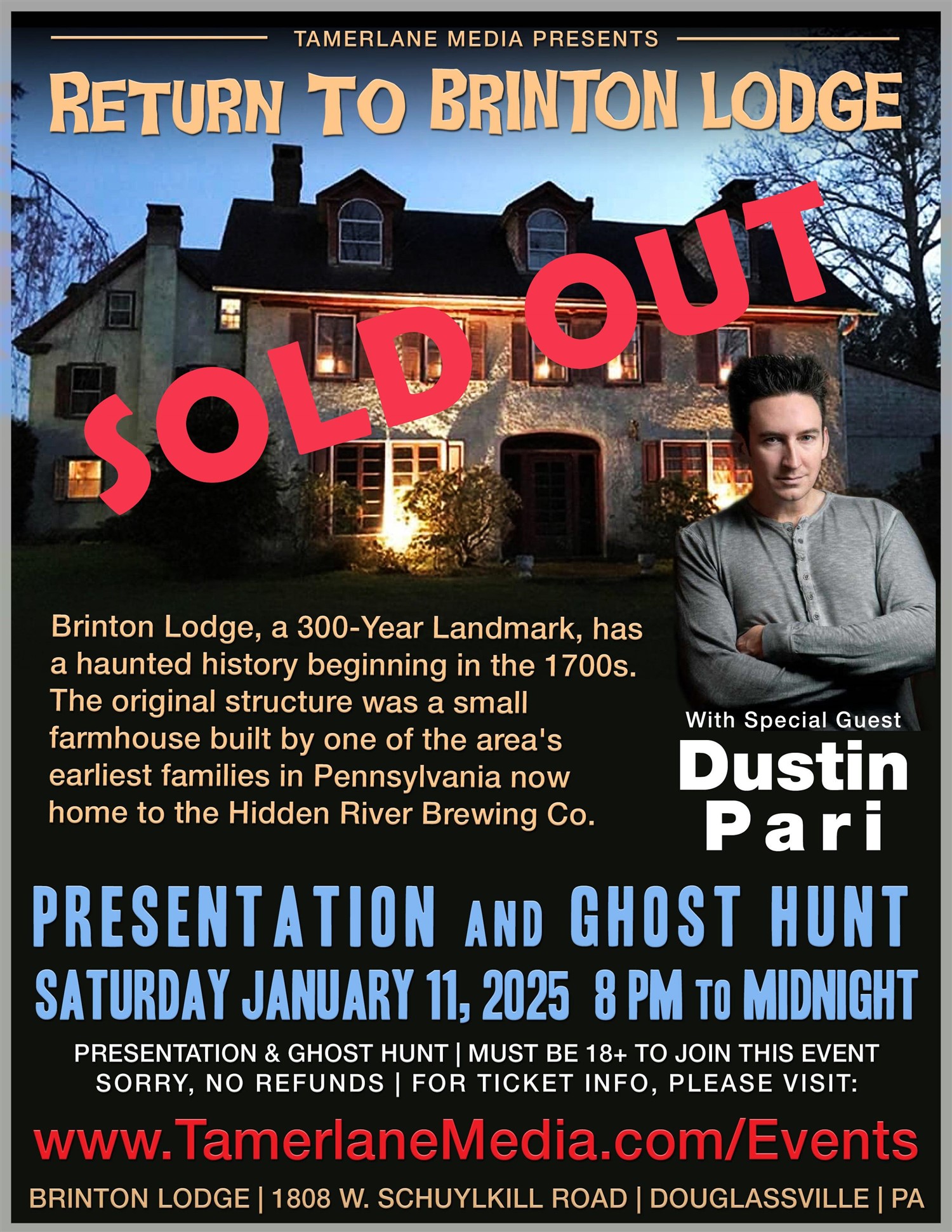 Brinton Lodge Ghost Hunt w/Dustin Pari image