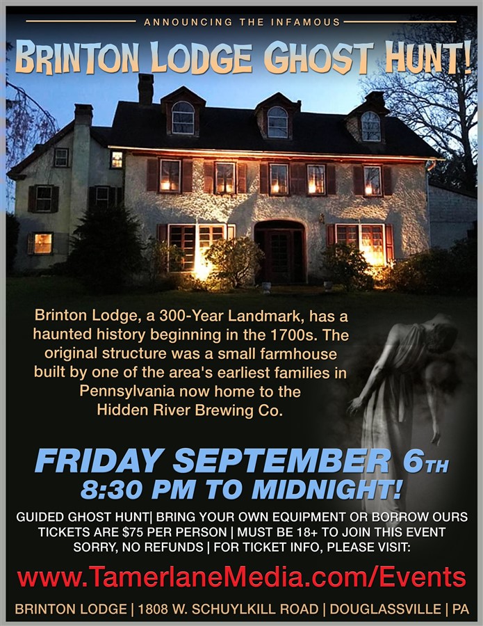 Get Information and buy tickets to Brinton Lodge Ghost Hunt  on Xtreme Ticketing