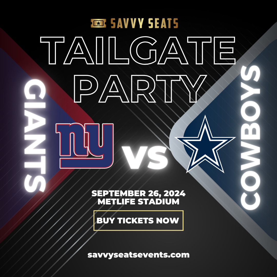 Giants vs Cowboys Bus and Tailgate Party New York Giants Tailgate Party on Sep 26, 17:15@B Parking Lot American Dream - Buy tickets and Get information on Savvy Seats savvyseatsevents.com