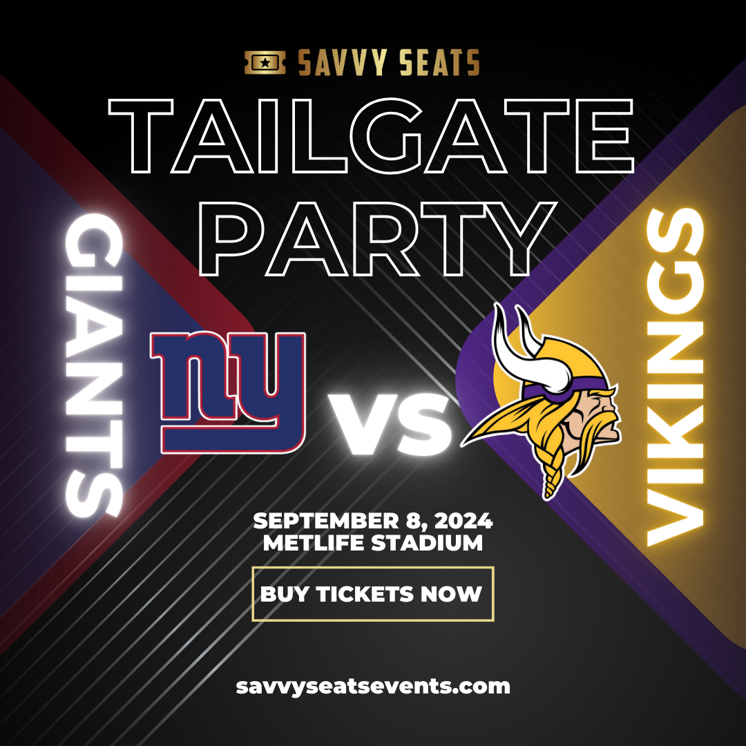 Giants vs Vikings Bus and Tailgate Party New York Giants Tailgate Party on Sep 08, 10:00@B Parking Lot American Dream - Buy tickets and Get information on Savvy Seats savvyseatsevents.com