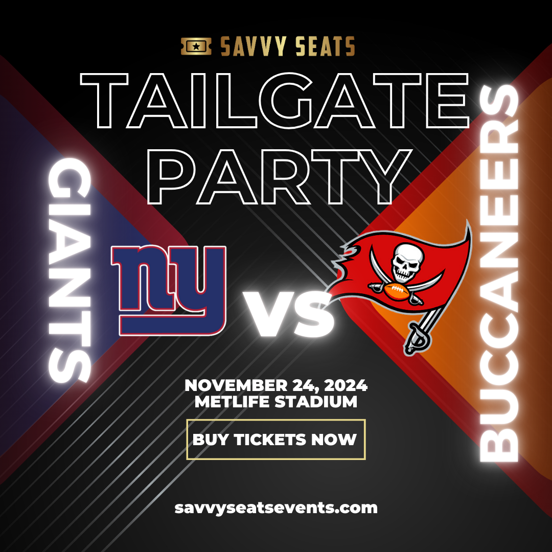 Giants vs Buccaneers Bus and Tailgate Party New York Giants Tailgate Party on nov. 24, 10:00@B Parking Lot American Dream - Achetez des billets et obtenez des informations surSavvy Seats savvyseatsevents.com