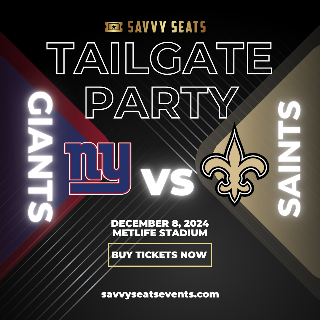 Giants vs Saints Bus and Tailgate Party New York Giants Tailgate Party on déc. 08, 10:00@B Parking Lot American Dream - Achetez des billets et obtenez des informations surSavvy Seats savvyseatsevents.com