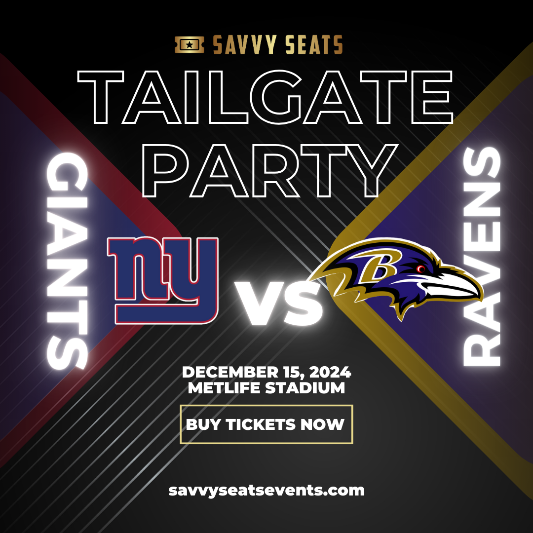 Giants vs Ravens Bus and Tailgate Party New York Giants Tailgate Party on déc. 15, 10:00@B Parking Lot American Dream - Achetez des billets et obtenez des informations surSavvy Seats savvyseatsevents.com