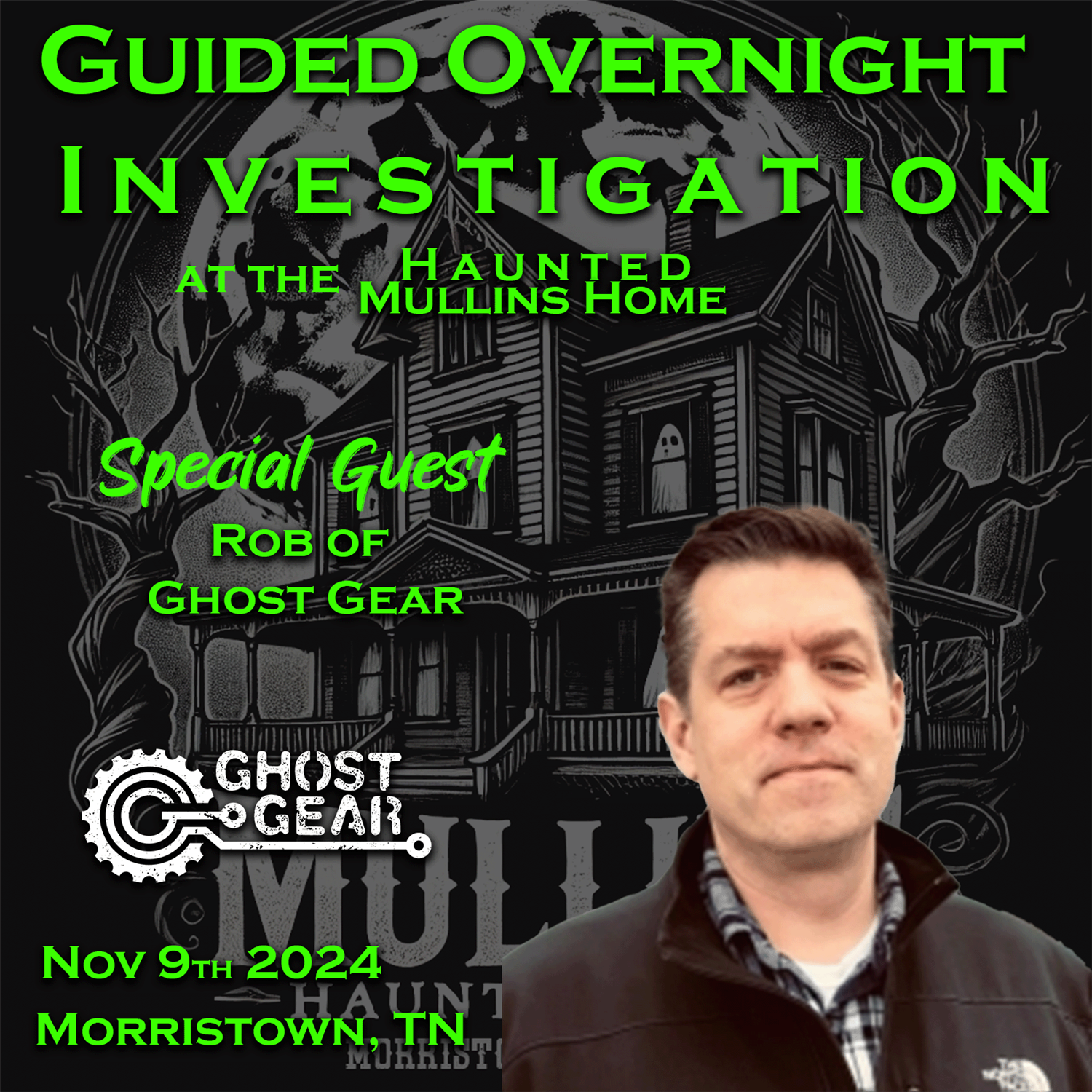 Obtenez des informations et achetez des billets pourGuided Investigation Special Guest: Rob of Ghost Gear on nov. 09, 19:00 @Haunted Mullins Home