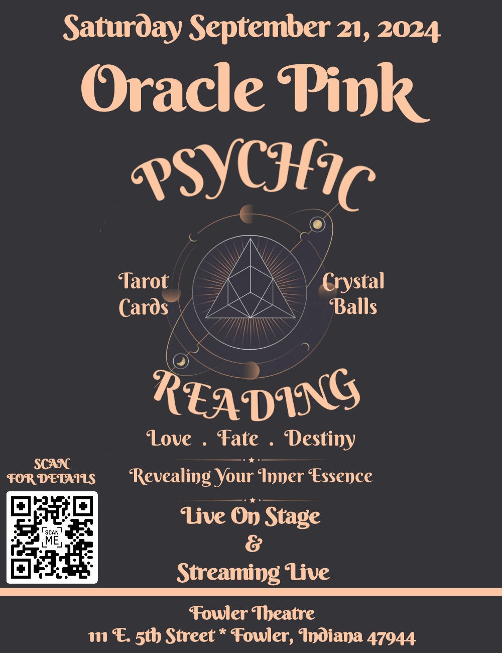 Obtenez des informations, choisissez un siège et achetez des billets pourOracle Pink Psychic Freak-Out at the Fowler on sept. 21, 10:30 @The Fowler Theatre