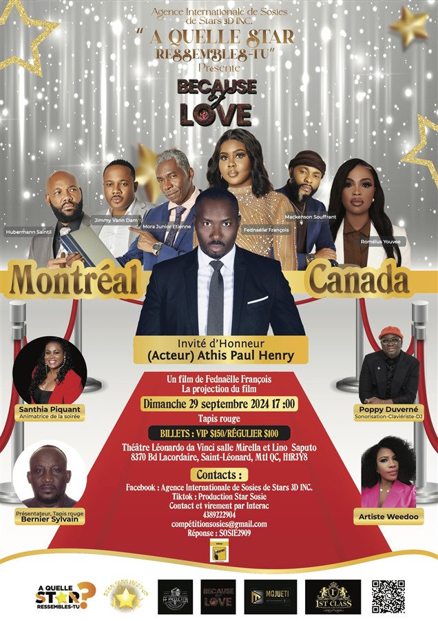 Get Information and buy tickets to BECAUSE OF LOVE Première Grande première par Agence Int de Sosies de Stars on AGENCE INTERNATIONALE DE SOSIE