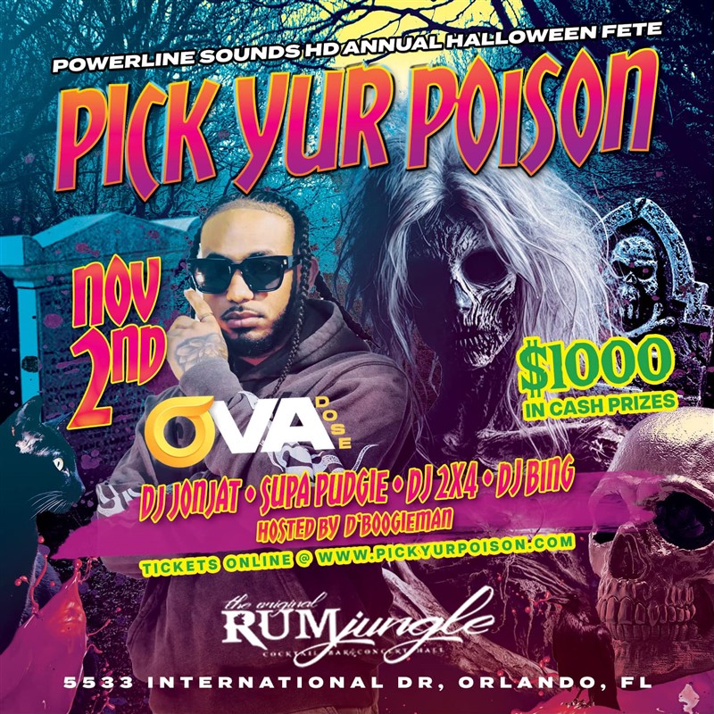 Get Information and buy tickets to POWERLINE SOUNDS HD ANNUAL HALLOWEEN FETE PICK YUR POISON on Pick Yur Poison