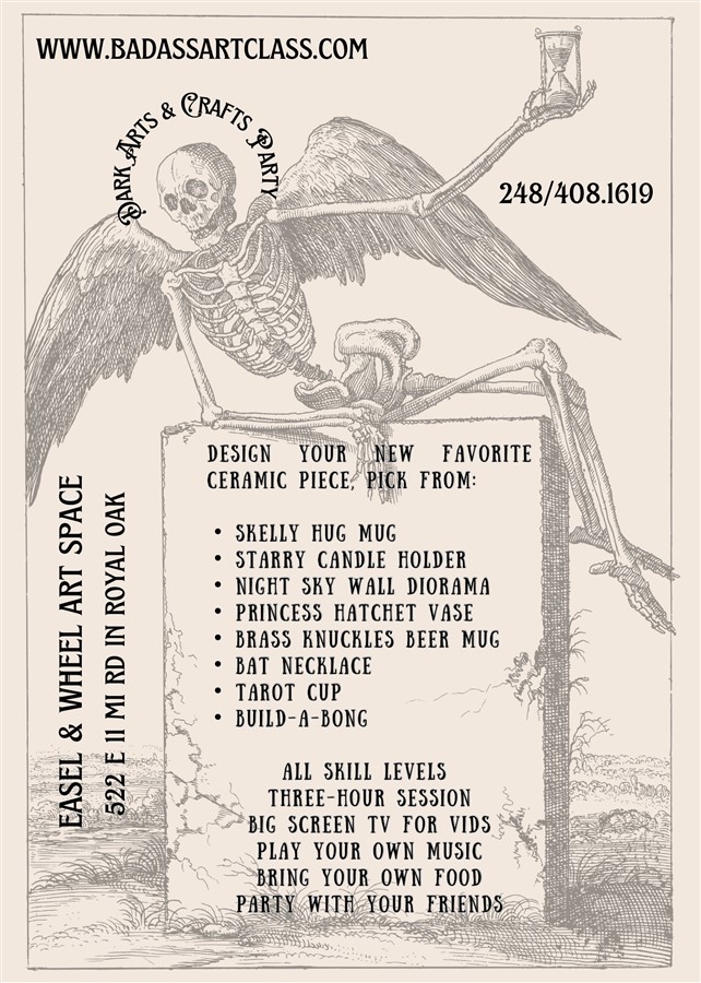Get Information and buy tickets to Dark Arts & Crafts Party for Craft Salon on Easel and Wheel LLC