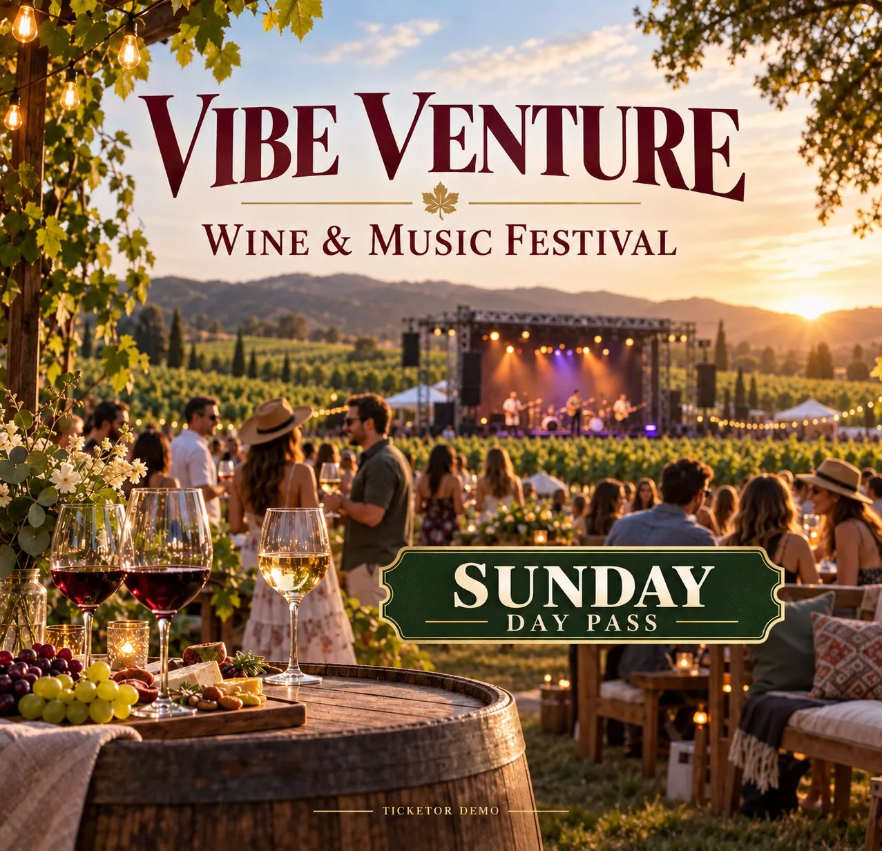 Get Information and buy tickets to Vibe Venture - Wine & Music Festival Sunday Day Pass on Festival Demo