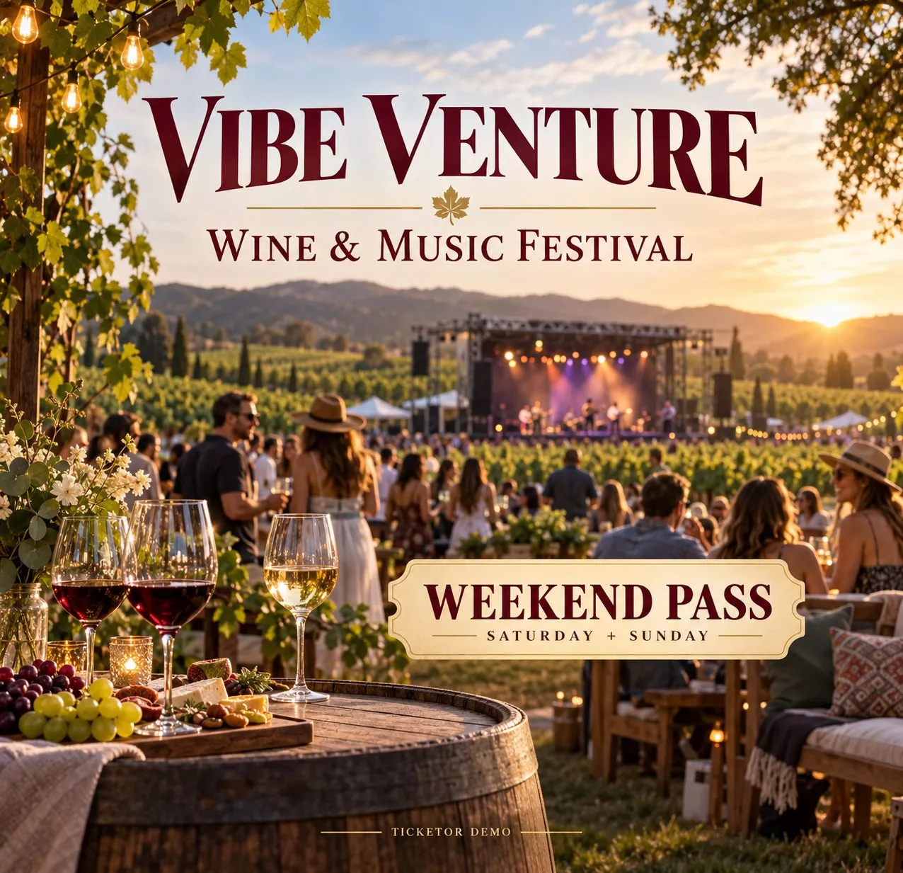 Get Information and buy tickets to Vibe Venture - Wine & Music Festival Weekend Pass on Festival Demo