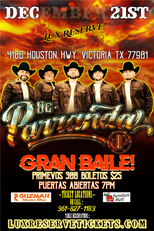 Get Information and buy tickets to De Parranda  on Lux Reserve Event Center