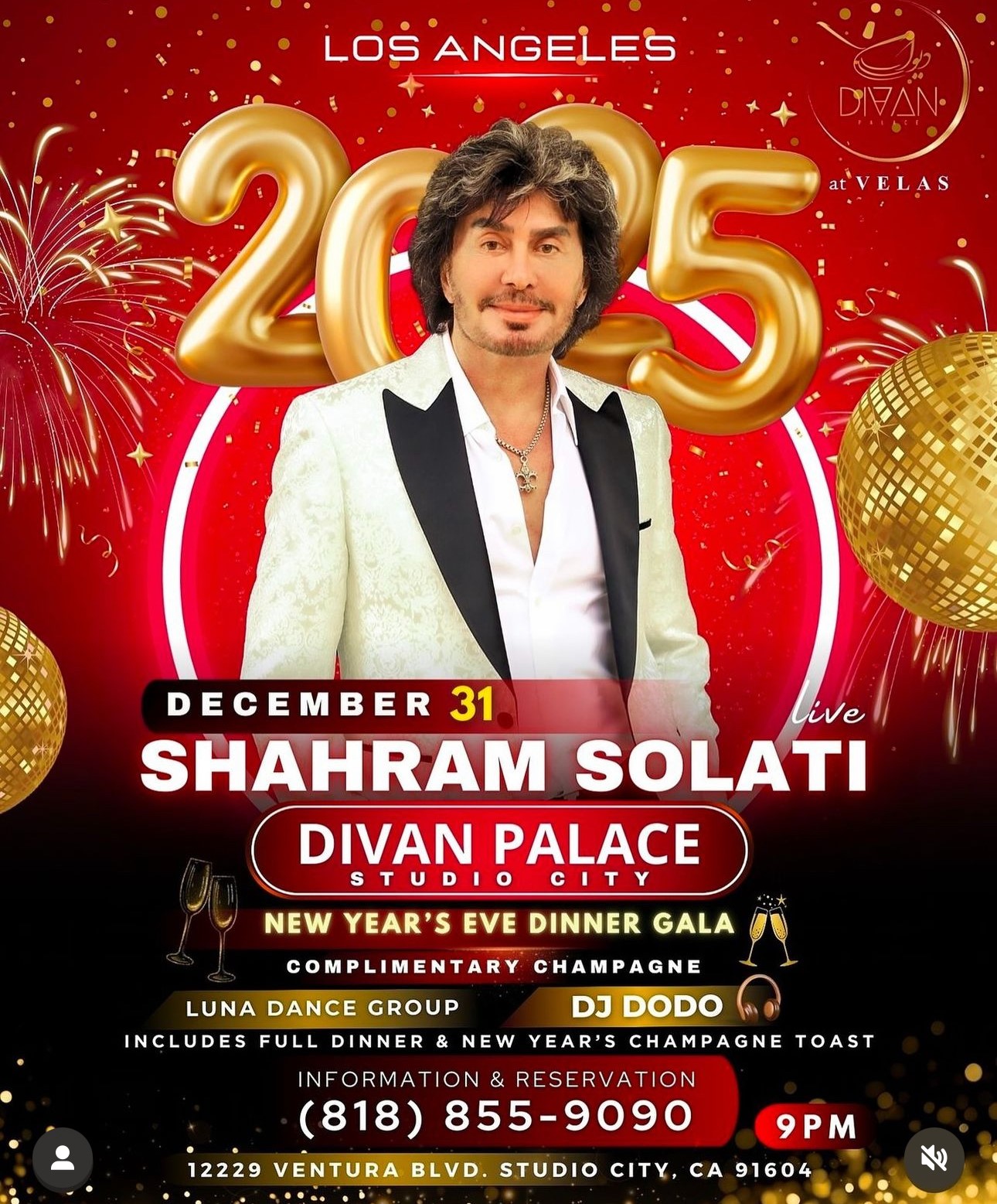 Get information & buy tickets to New Year's Eve Dinner Gala with Shahram Solati December 31, 2024 at Divan Palace on Dec 31, 21:00 @Divan Palace