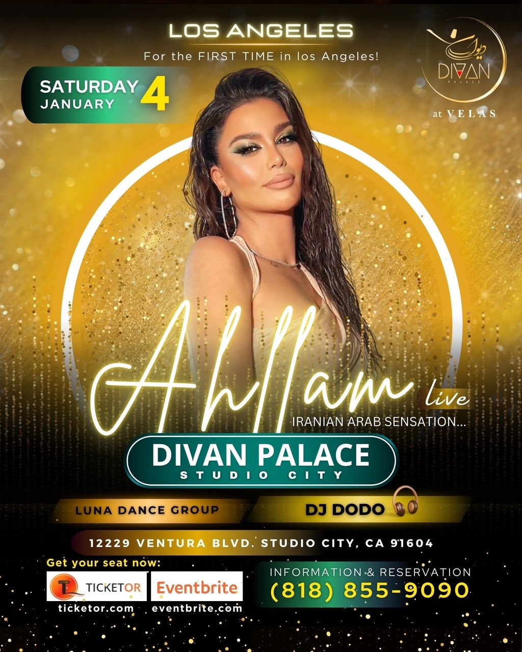 Get information & buy tickets to Ahlam Live at Divan Palace Dinner Dance with Mehrdad Ekhtraiy, Luna Dance Group and DJ DoDo on Jan 04, 21:00 @Divan Palace