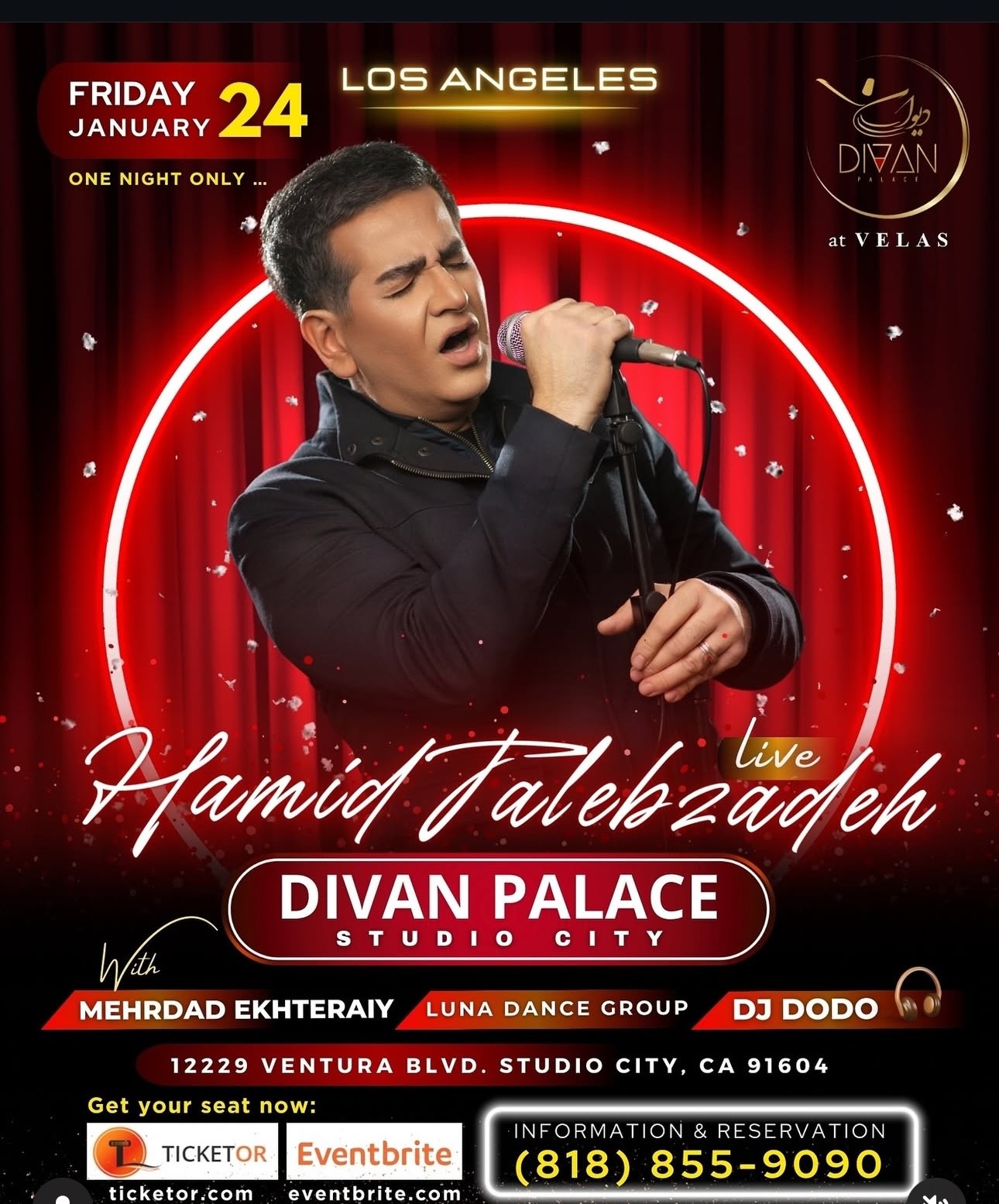 Get information & buy tickets to Hamid Talebzadeh Live at Divan Palace Live Music and Dinner with Mehrdad Ekhtraiy, Luna Dance and DJ DoDo on Jan 24, 21:00 @Divan Palace