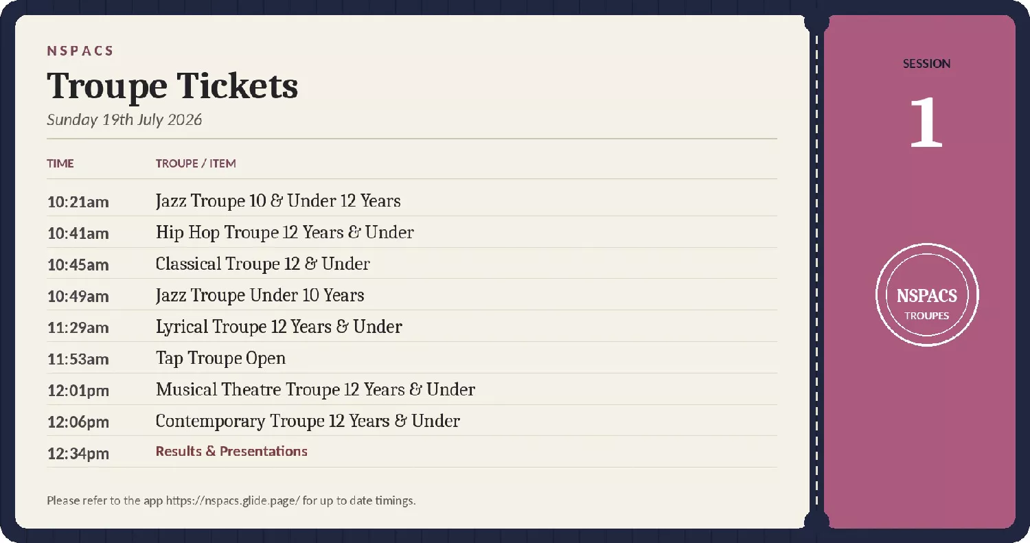 NSPACS Troupe Tickets image