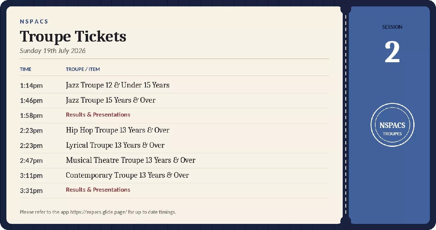 NSPACS Troupe Tickets image