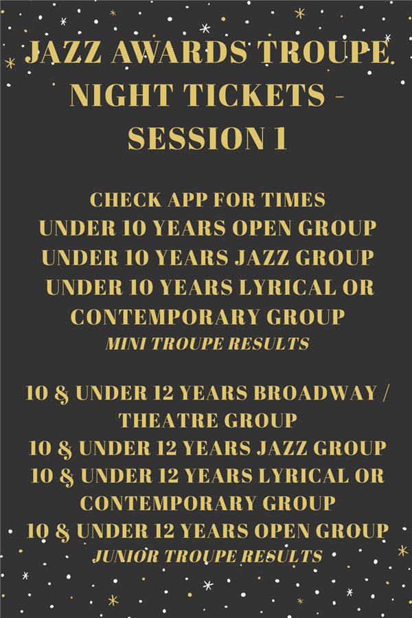 Jazz Awards Troupe Tickets Session 1