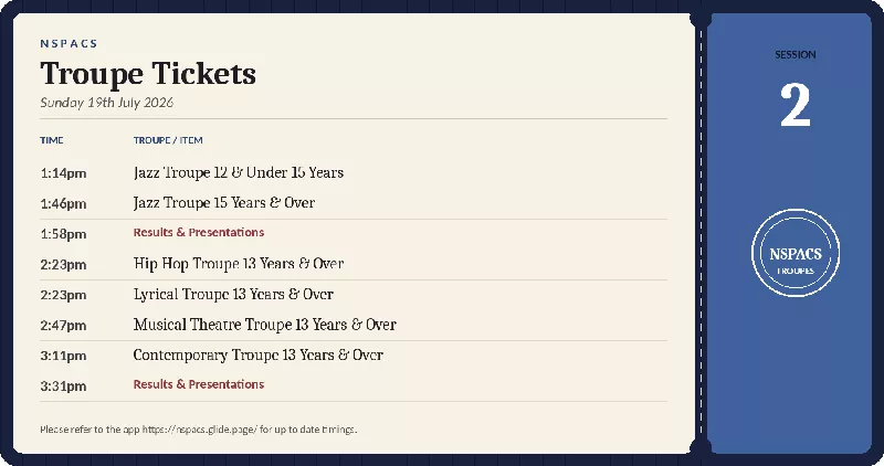 NSPACS Troupe Tickets