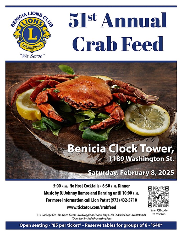 Get Information and buy tickets to 51st Annual Benicia Lions Crab Feed  on Benicia Lions Club