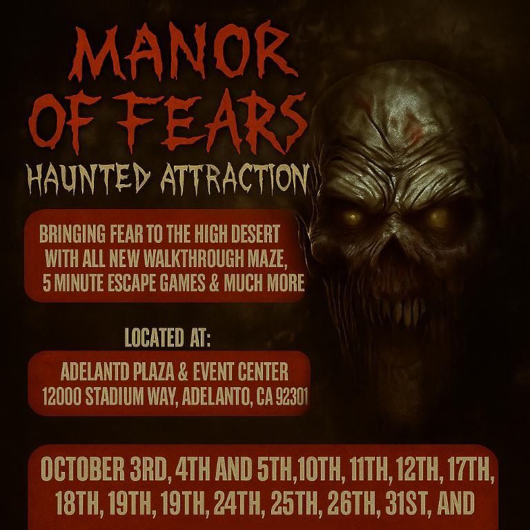Get Information and buy tickets to Manor of Fears Oct 10-12th  on Adelanto Events