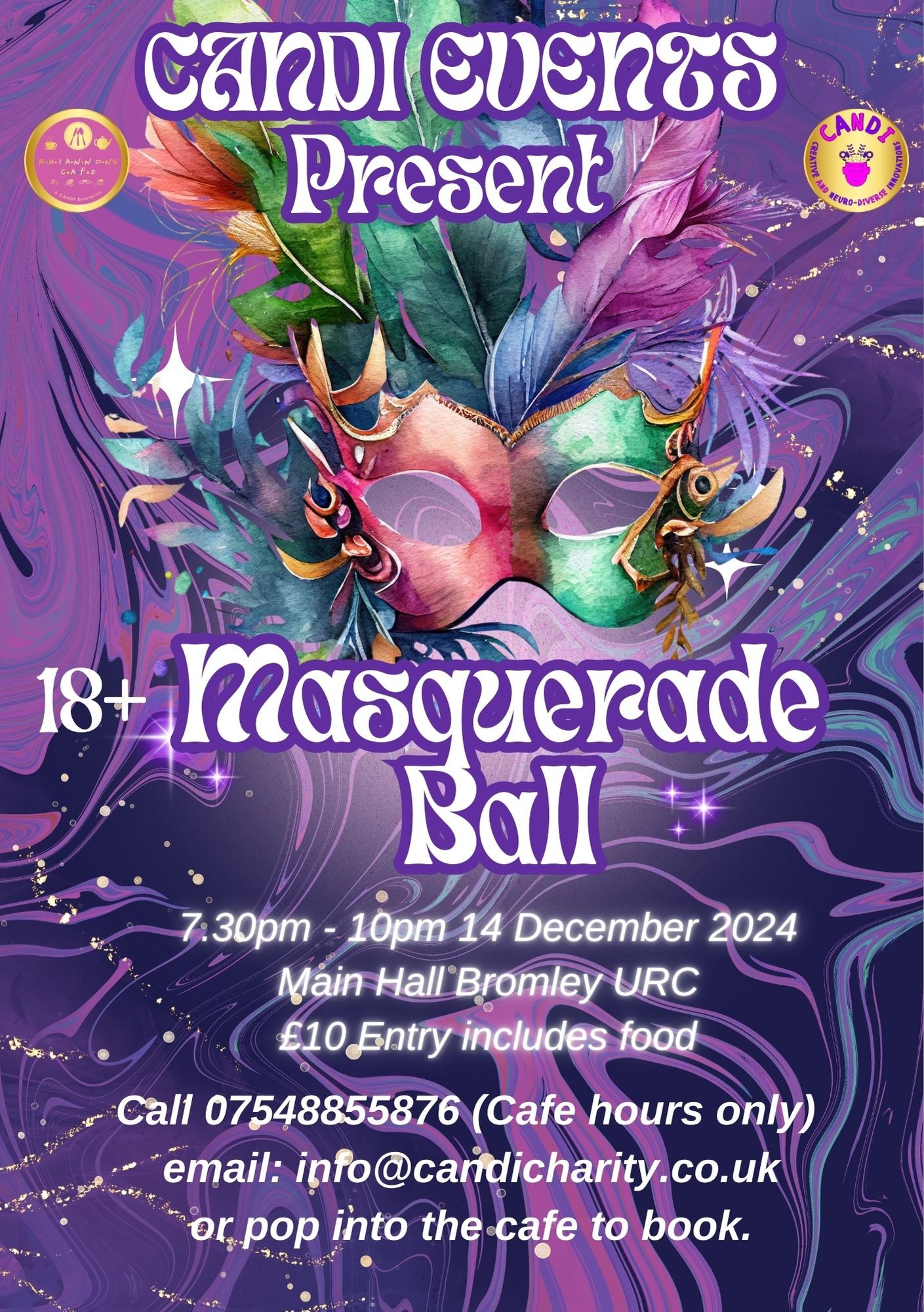 Get information & buy tickets to 18+ Inclusive Masquerade Ball 14th December 7.30 until 10pm on Dec 14, 19:30 @CANDI @ URC | CANDI CIC