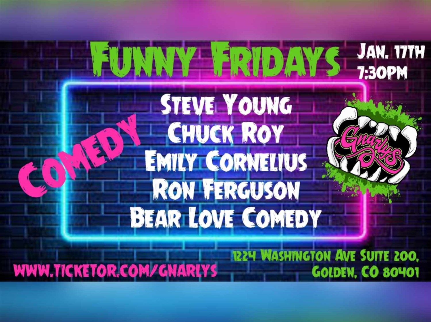 Get information & buy tickets to Funny Fridays  on Jan 17, 19:30 @Gnarly's | Gnarly's