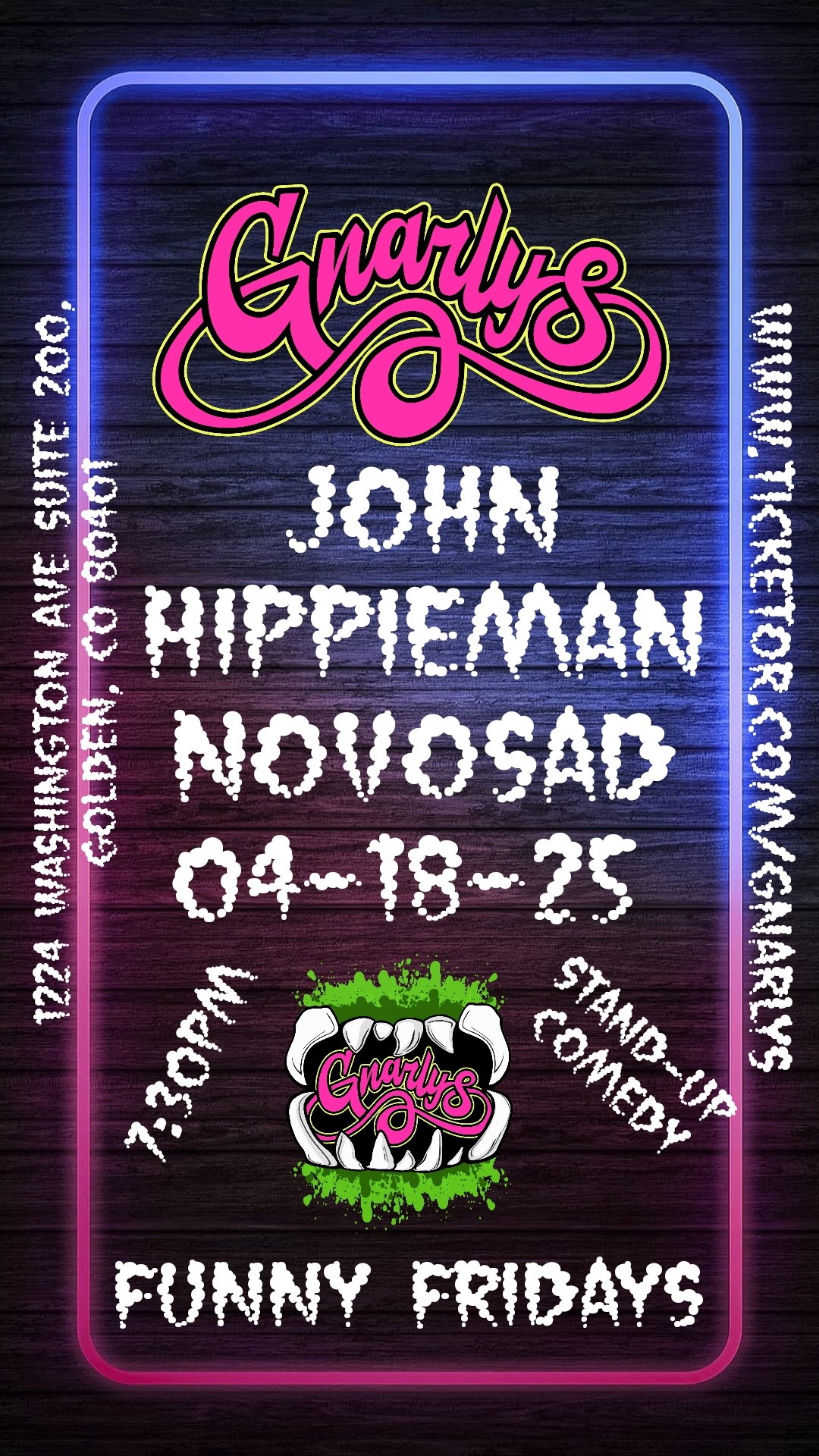 Get information & buy tickets to Funny Fridays with John Hippieman Novosad  on abr. 18, 19:30 @Gnarly's | Gnarly's