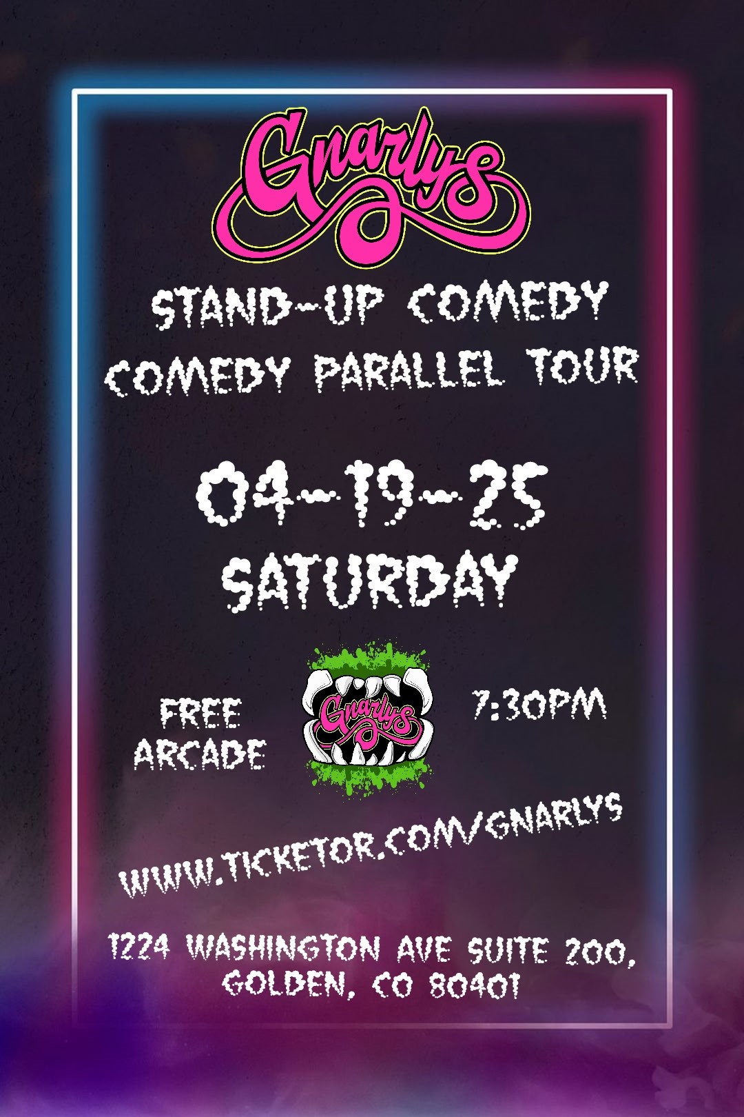 Get information & buy tickets to Comedy Parallel Tour Satur-Date Comedy on abr. 19, 19:30 @Gnarly's | Gnarly's